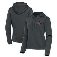 Women's Antigua  Pewter Los Angeles Angels Contemporary Quarter-Zip Hoodie