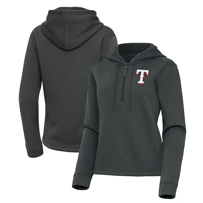 Women's Antigua  Pewter Texas Rangers Contemporary Quarter-Zip Hoodie