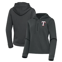 Women's Antigua  Pewter Texas Rangers Contemporary Quarter-Zip Hoodie