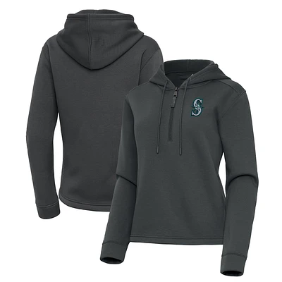 Women's Antigua  Pewter Seattle Mariners Contemporary Quarter-Zip Hoodie