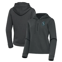 Women's Antigua  Pewter Seattle Mariners Contemporary Quarter-Zip Hoodie