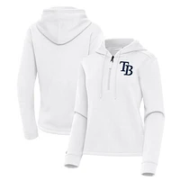 Women's Antigua  White Tampa Bay Rays Contemporary Quarter-Zip Hoodie