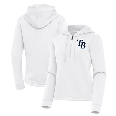 Women's Antigua  White Tampa Bay Rays Contemporary Quarter-Zip Hoodie