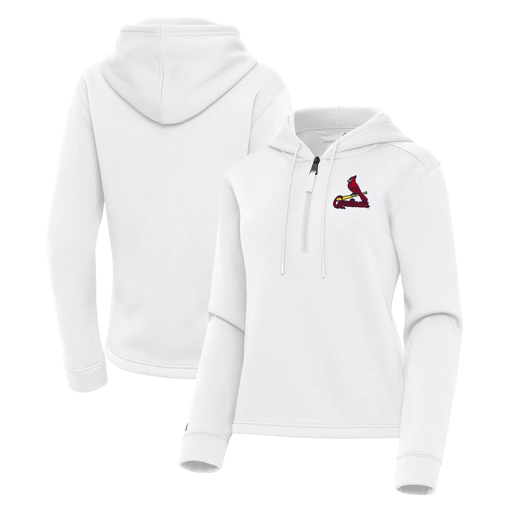 Women's Antigua  White St. Louis Cardinals Contemporary Quarter-Zip Hoodie