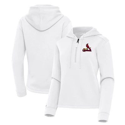 Women's Antigua  White St. Louis Cardinals Contemporary Quarter-Zip Hoodie