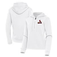 Women's Antigua  White St. Louis Cardinals Contemporary Quarter-Zip Hoodie