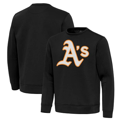 Men's Antigua Black Athletics Relevant Lightweight Pullover Sweatshirt