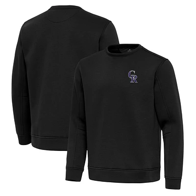 Men's Antigua Black Colorado Rockies Relevant Lightweight Pullover Sweatshirt
