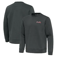 Men's Antigua Pewter Atlanta Braves Relevant Lightweight Pullover Sweatshirt