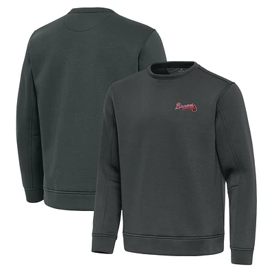 Men's Antigua Pewter Atlanta Braves Relevant Lightweight Pullover Sweatshirt