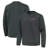 Men's Antigua Pewter Atlanta Braves Relevant Lightweight Pullover Sweatshirt