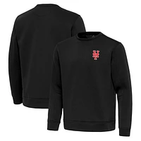 Men's Antigua Black New York Mets Relevant Lightweight Pullover Sweatshirt