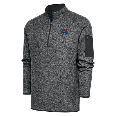 Men's Antigua  Heather Gray Tulsa Golden Hurricane Big & Tall Fortune Quarter-Zip Pullover Jacket