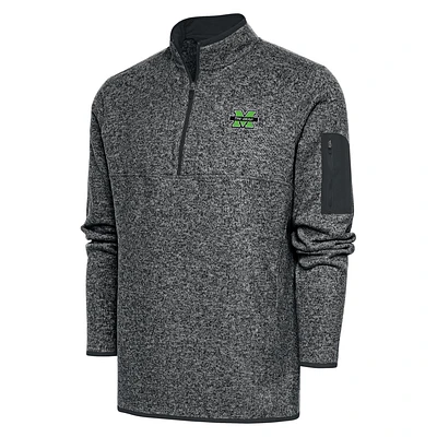 Men's Antigua  Heather Gray Marshall Thundering Herd Big & Tall Fortune Quarter-Zip Pullover Jacket
