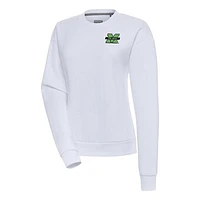 Women's Antigua White Marshall Thundering Herd Victory Crewneck Pullover Sweatshirt