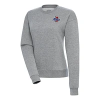 Women's Antigua Heather Gray Tulsa Golden Hurricane Victory Crewneck Pullover Sweatshirt