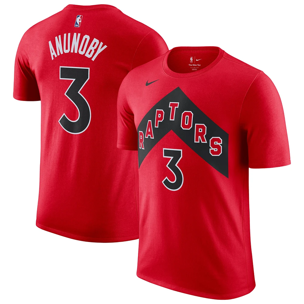 Men's Nike OG Anunoby Red Toronto Raptors Essential Statement Player Name & Number T-Shirt