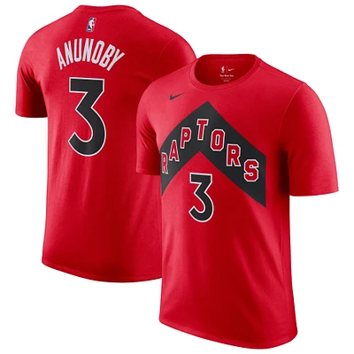 Men's Nike OG Anunoby Red Toronto Raptors Essential Statement Player Name & Number T-Shirt