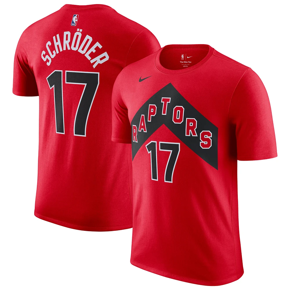 Men's Nike Dennis Schroder Red Toronto Raptors Essential Statement Player Name & Number T-Shirt