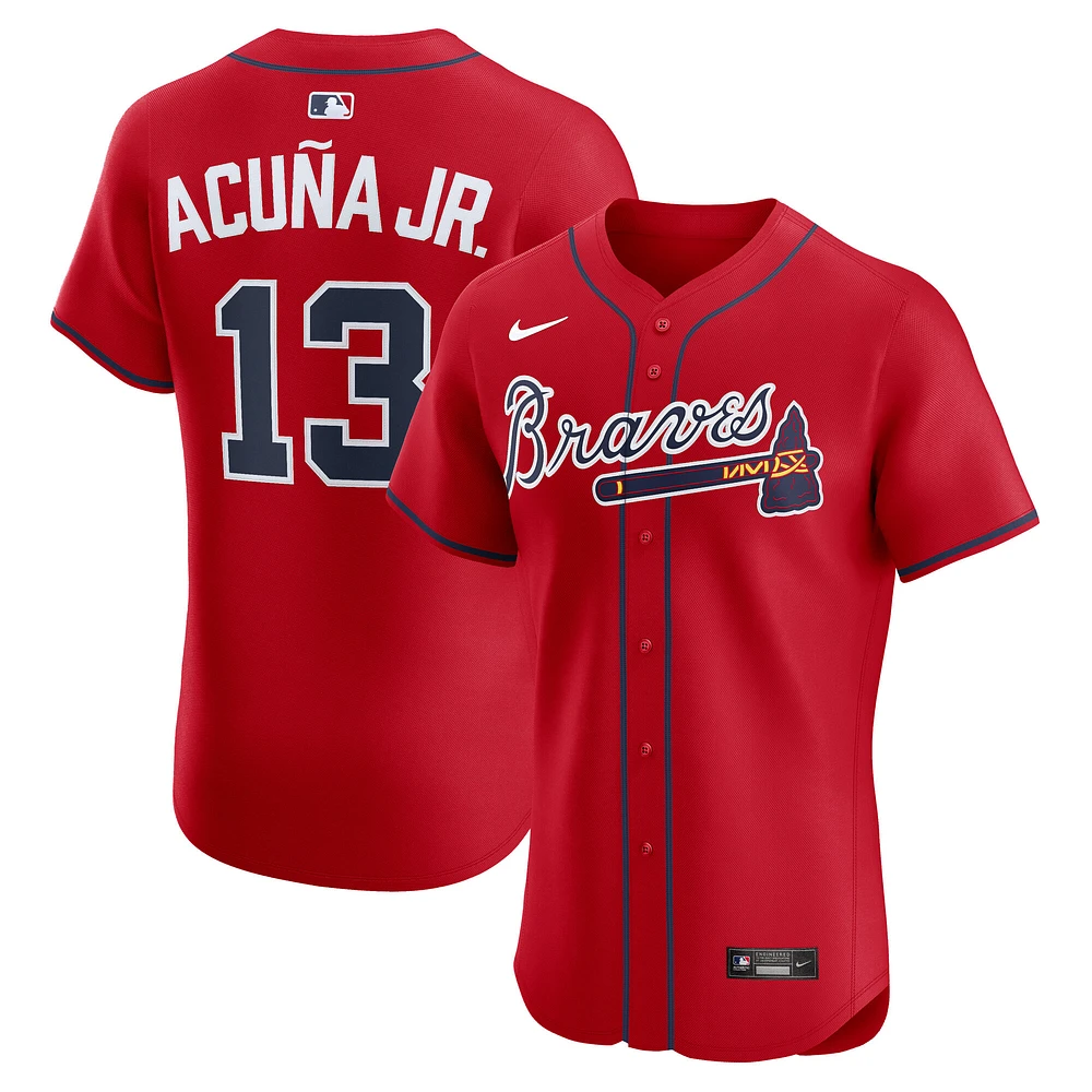Men's Nike Ronald Acuña Jr. Red Atlanta Braves Alternate 2 Elite Jersey