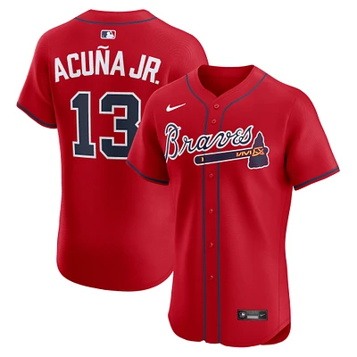Men's Nike Ronald Acuña Jr. Red Atlanta Braves Alternate 2 Elite Jersey