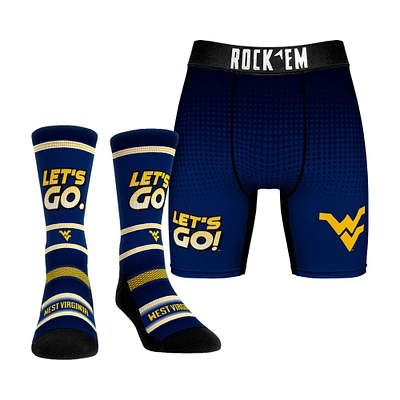 Men's Rock Em Socks West Virginia Mountaineers Slogan Crew & Boxer Briefs Combo Pack