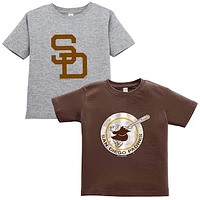 Toddler Soft as a Grape Brown/Gray San Diego Padres Cooperstown Collection Two-Pack T-Shirt Set