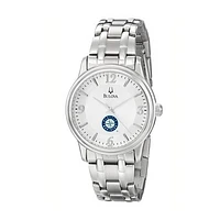 Men's Bulova Silver Seattle Mariners Stainless Steel Watch