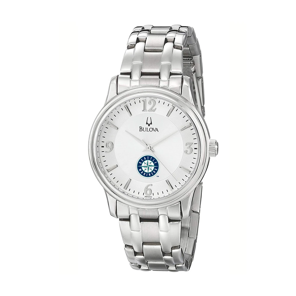 Men's Bulova Silver Seattle Mariners Stainless Steel Watch