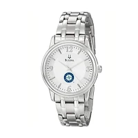 Men's Bulova Silver Seattle Mariners Stainless Steel Watch