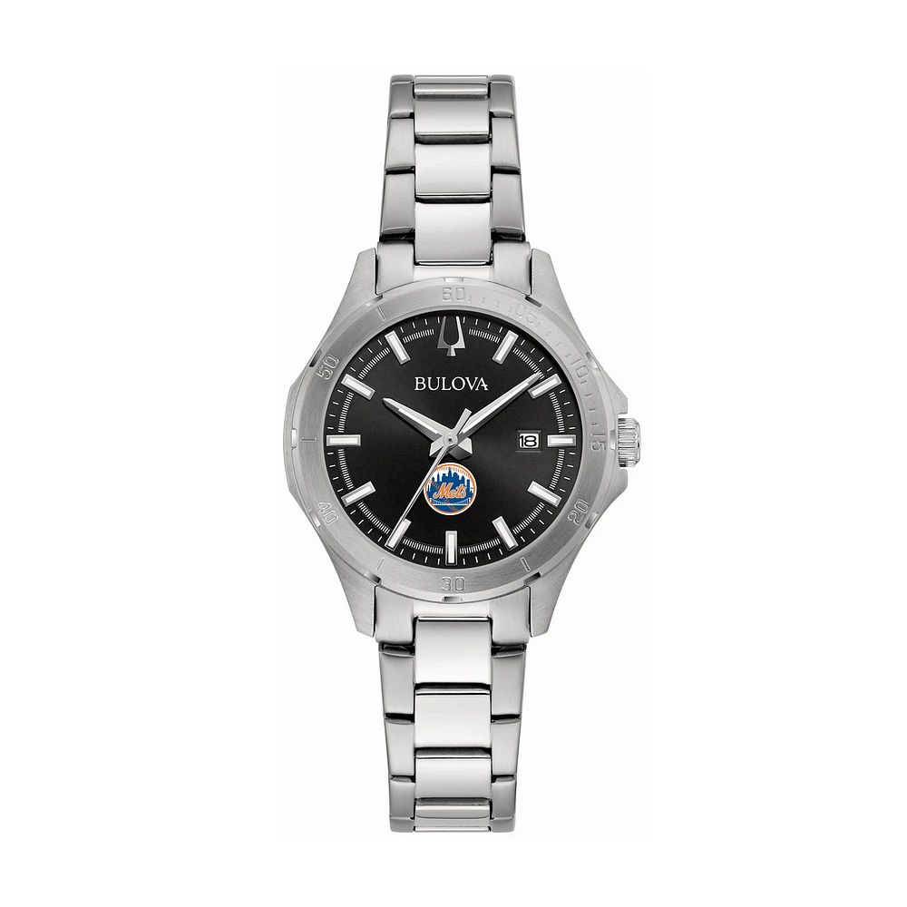 Women's Bulova New York Mets Stainless Steel Classic Sport Watch