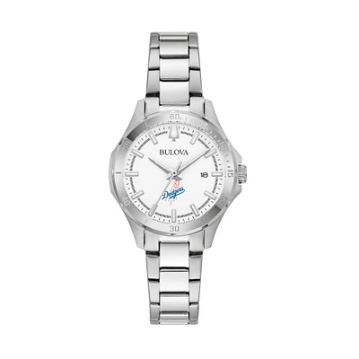 Women's Bulova Silver Los Angeles Dodgers Stainless Steel Classic Sport Watch