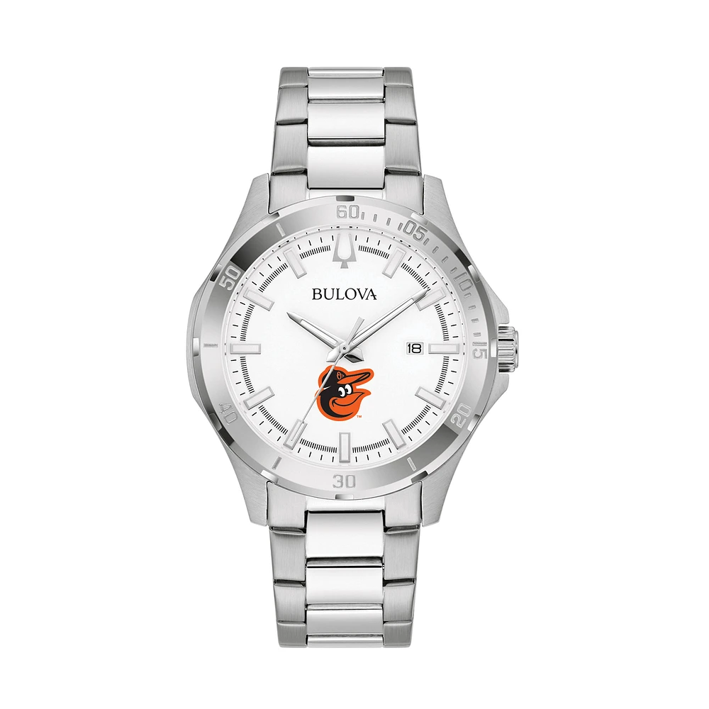 Men's Bulova Silver Baltimore Orioles Stainless Steel Classic Sport Watch