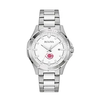 Men's Bulova Silver Cincinnati Reds Stainless Steel Classic Sport Watch