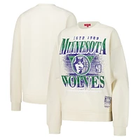 Women's Mitchell & Ness Cream Minnesota Timberwolves Oversprayed Pullover Sweatshirt