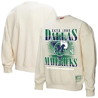 Women's Mitchell & Ness Cream Dallas Mavericks Oversprayed Pullover Sweatshirt