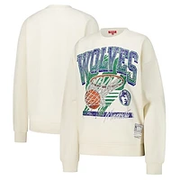 Women's Mitchell & Ness Cream Minnesota Timberwolves Brush Bucket Pullover Sweatshirt