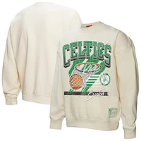 Women's Mitchell & Ness Cream Boston Celtics Brush Bucket Pullover Sweatshirt