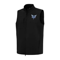 Men's Antigua Black Charlotte Hornets Demand Full-Zip Vest