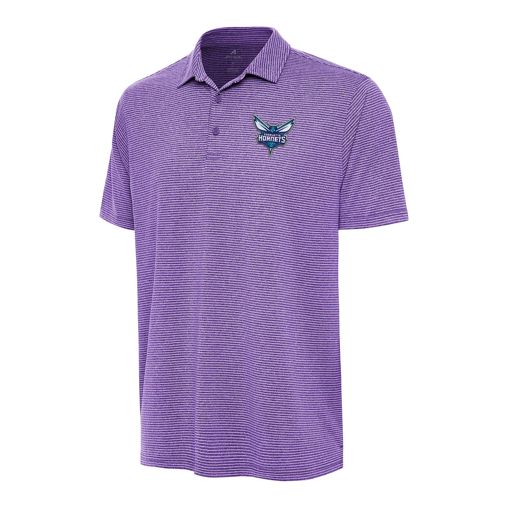 Men's Antigua Heather Purple Charlotte Hornets Scheme Polo