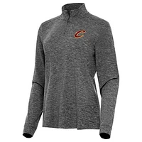 Women's Antigua Heather Cleveland Cavaliers Mentor Quarter-Zip Mock Long Sleeve Top