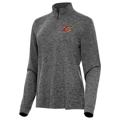 Women's Antigua Heather Cleveland Cavaliers Mentor Quarter-Zip Mock Long Sleeve Top