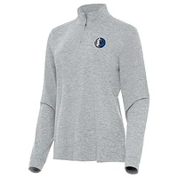 Women's Antigua  Heather Gray Dallas Mavericks Mentor Quarter-Zip Mock Long Sleeve Top