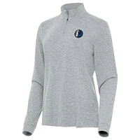 Women's Antigua  Heather Gray Dallas Mavericks Mentor Quarter-Zip Mock Long Sleeve Top