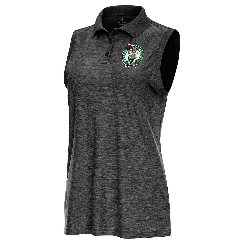 Women's Antigua Heather Boston Celtics Recap Sleeveless Polo