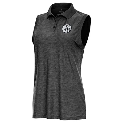 Women's Antigua Heather Brooklyn Nets Recap Sleeveless Polo