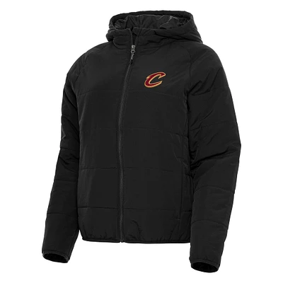 Women's Antigua Black Cleveland Cavaliers Universe Full-Zip Puffer Jacket