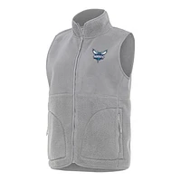 Women's Antigua  Gray Charlotte Hornets Nostalgic Full-Zip Vest