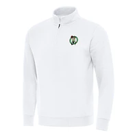 Men's Antigua  White Boston Celtics Victory Quarter-Zip Mock Sweatshirt