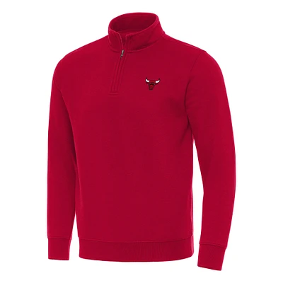 Men's Antigua  Red Chicago Bulls Victory Quarter-Zip Mock Sweatshirt